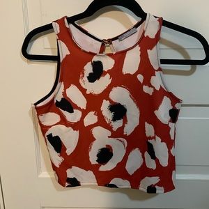 Zara Red and Black Cheetah / Leopard Print Crop Tank Top Sz S
